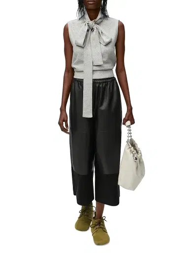 Loewe Women's Cropped Leather Trousers - Black - Size Large | Thumbnail 2