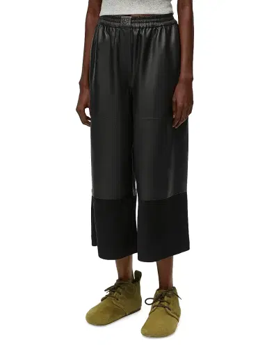 Loewe Women's Cropped Leather Trousers - Black - Size Large | Thumbnail 3