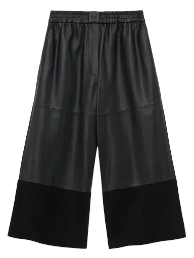 Loewe Women's Cropped Leather Trousers - Black - Size Large | Thumbnail 1