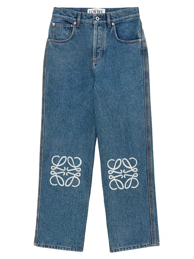 LOEWE Women's Anagram Cropped Jeans - Mid Blue Denim