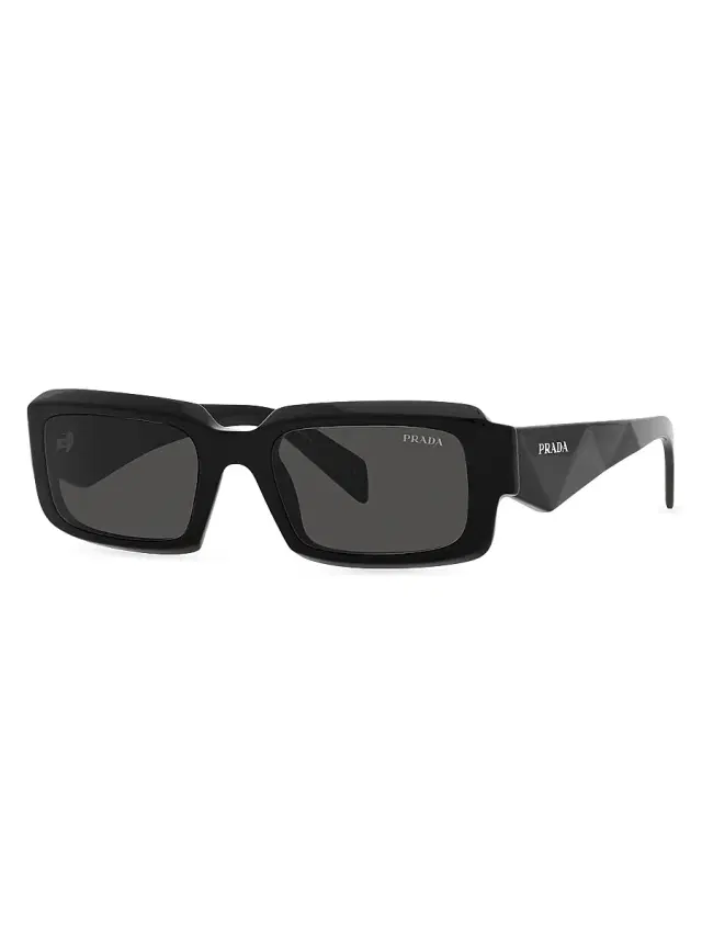 Men's 54MM Acetate Rectangular Sunglasses - Black