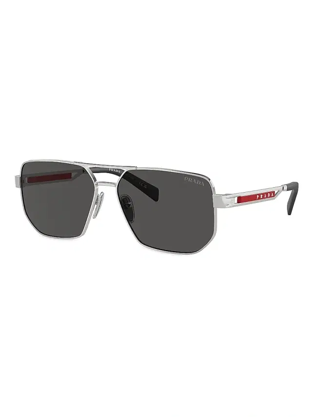 Prada Linea Rossa Men's 0PS 51ZS 59MM Aviator Sunglasses - Matte Silver Smoke