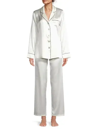 Ginia Women's Fine Finishes Silk 2-Piece Pajama Set | Thumbnail 2