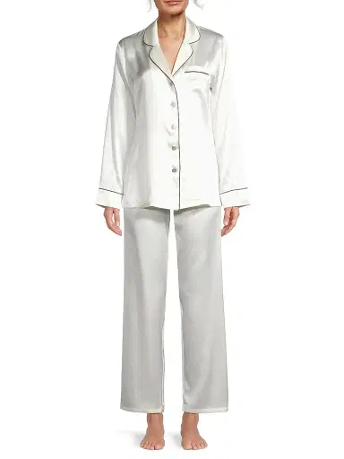Ginia Women's Fine Finishes Silk 2-Piece Pajama Set | Thumbnail 3