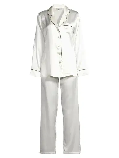 Ginia Women's Fine Finishes Silk 2-Piece Pajama Set | Thumbnail 1