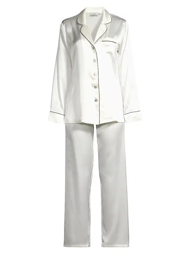 Ginia Women's Fine Finishes Silk 2-Piece Pajama Set