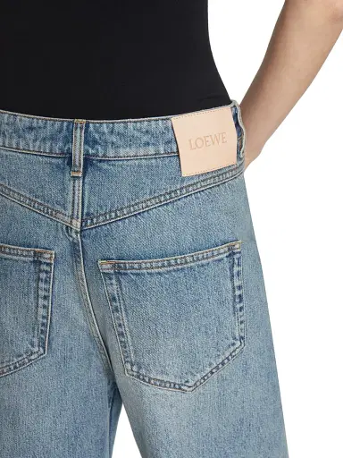 LOEWE Women's Deconstructed Straight-Leg Jeans - Washed Denim | Thumbnail 6 LOEWE Women's Deconstructed Straight-Leg Jeans - Washed Denim | Thumbnail 6