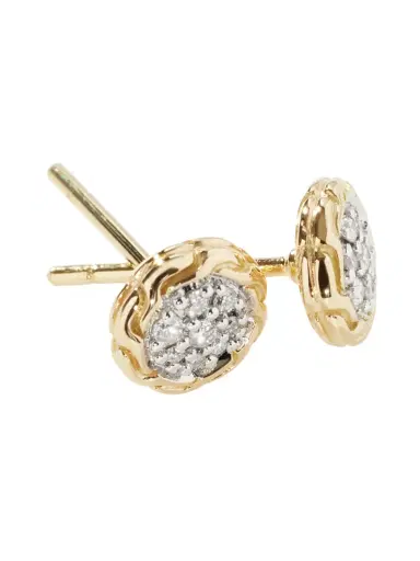 John Hardy Women's Carved Chain 18K Yellow Gold & 0.11 TCW Diamond Stud Earrings - Yellow Gold | Thumbnail 3