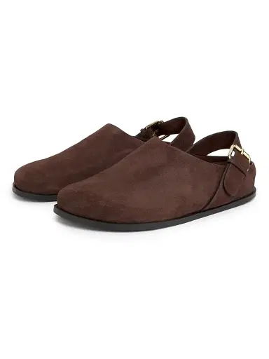 A Emery Women's Louis Suede Clogs - Walnut - Size 6 | Thumbnail 2