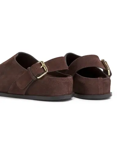 A Emery Women's Louis Suede Clogs - Walnut - Size 6 | Thumbnail 3