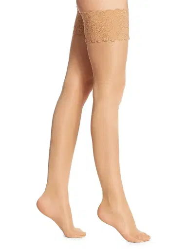 Wolford Women's Satin Touch 20 Denier Evening Thigh Highs - Gobi | Thumbnail 1