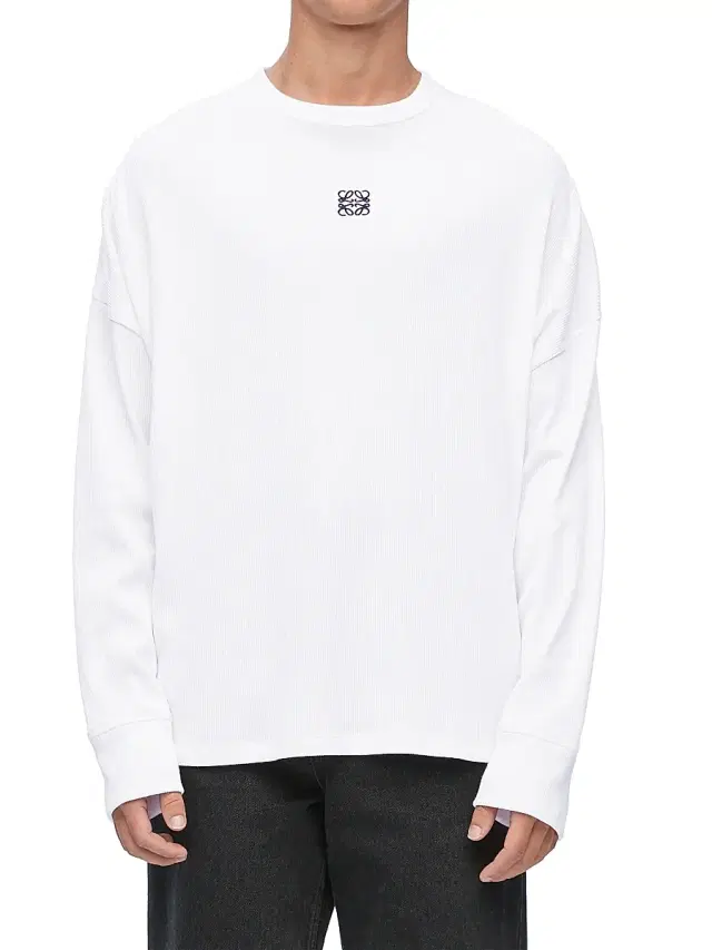 LOEWE Men's Logo Long-Sleeved T-Shirt - White