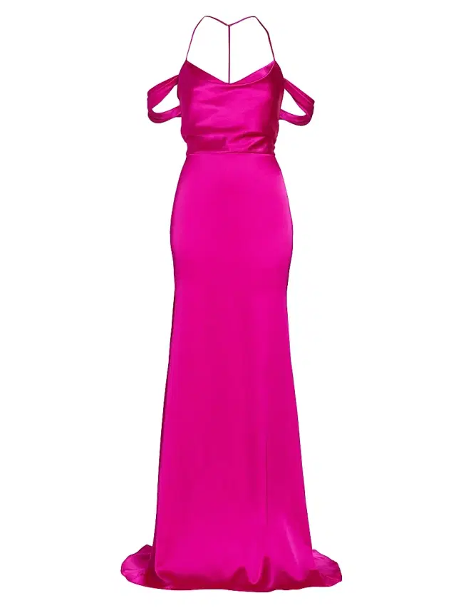 Vera Wang Bride Women's Muriel Satin Open-Back Gown - Fuchsia