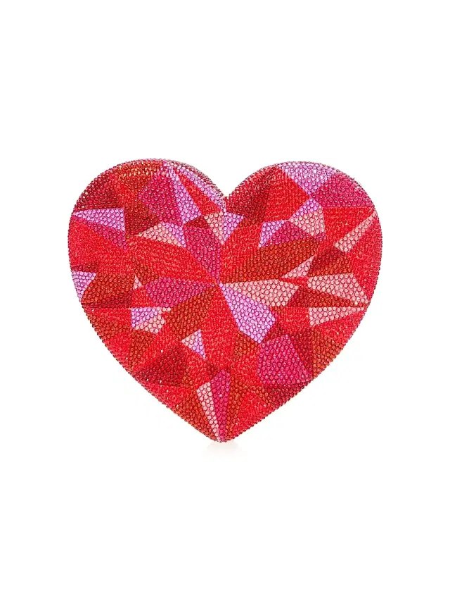 Women's Ruby Crystal-Embellished Heart-Shaped Clutch - Silver Multi