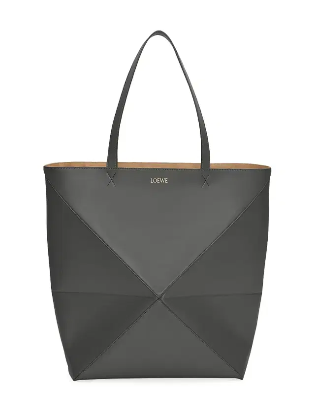 LOEWE Men's  Puzzle Fold Leather Tote Bag - Dark Grey