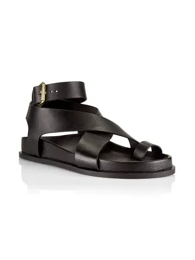A Emery Women's Jalen Leather Ankle-Wrap Sandals - Black - Size 10 | Thumbnail 2