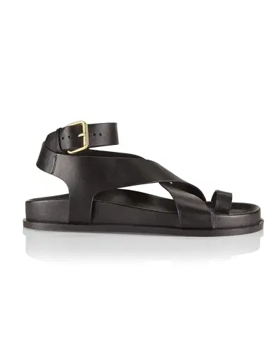 A Emery Women's Jalen Leather Ankle-Wrap Sandals - Black - Size 10 | Thumbnail 1