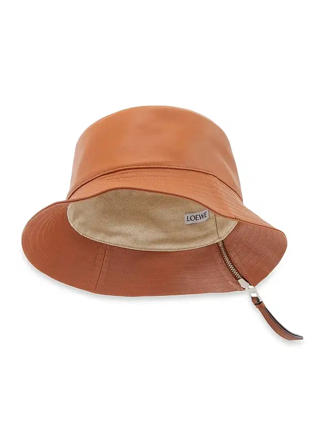 LOEWE Women's Leather Logo Bucket Hat - Tan
