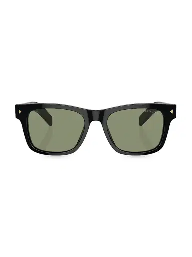 Prada Men's 51MM Rectangular Sunglasses - Black Dark Green | Thumbnail 2 Prada Men's 51MM Rectangular Sunglasses - Black Dark Green | Thumbnail 2