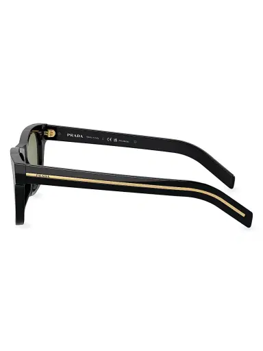 Prada Men's 51MM Rectangular Sunglasses - Black Dark Green | Thumbnail 3 Prada Men's 51MM Rectangular Sunglasses - Black Dark Green | Thumbnail 3