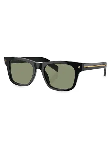 Prada Men's 51MM Rectangular Sunglasses - Black Dark Green | Thumbnail 1 Prada Men's 51MM Rectangular Sunglasses - Black Dark Green | Thumbnail 1