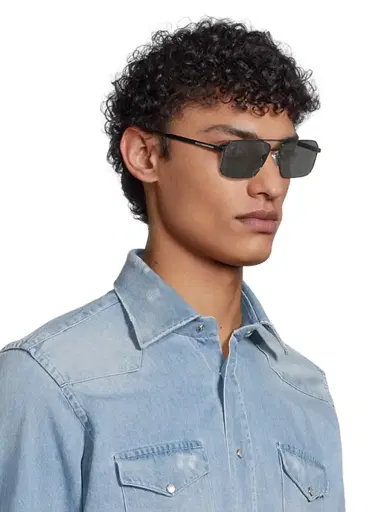 Prada Men's 61MM Rectangular Sunglasses - Black Blue Grey | Thumbnail 5 Prada Men's 61MM Rectangular Sunglasses - Black Blue Grey | Thumbnail 5