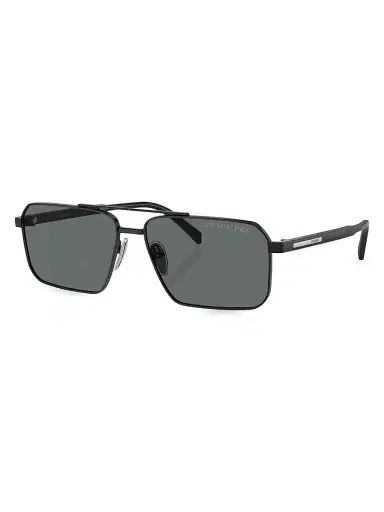 Prada Men's 61MM Rectangular Sunglasses - Black Blue Grey | Thumbnail 1 Prada Men's 61MM Rectangular Sunglasses - Black Blue Grey | Thumbnail 1