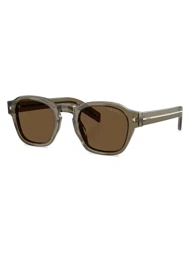 Prada Men's 52MM Round Sunglasses - Dark Brown | Thumbnail 1 Prada Men's 52MM Round Sunglasses - Dark Brown | Thumbnail 1