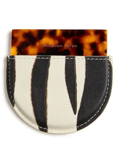 Dries Van Noten Women's Tortoise Shell Mirror & Leather Case | Thumbnail 1