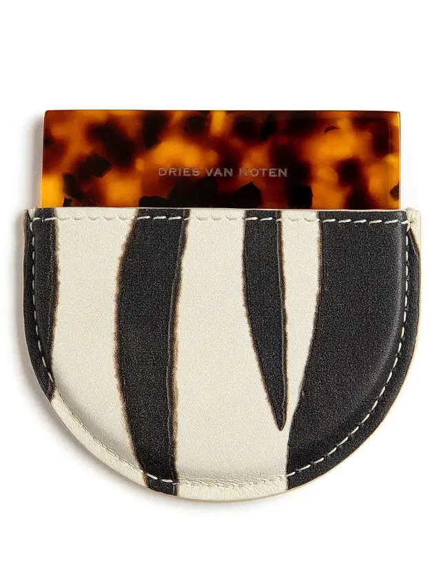 Dries Van Noten Women's Tortoise Shell Mirror & Leather Case