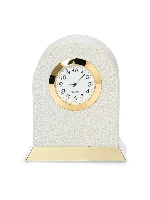 Pigeon & Poodle Fondi Blanc Faux Shagreen Clock - Blanc