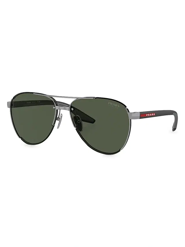Men's 61MM Aviator Sunglasses - Gunmetal Dark Green Men's 61MM Aviator Sunglasses - Gunmetal Dark Green