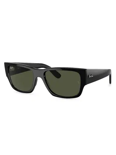 Ray-Ban Men's RB0947 56MM Carlos Rectangular Sunglasses - Black Dark Green | Thumbnail 1