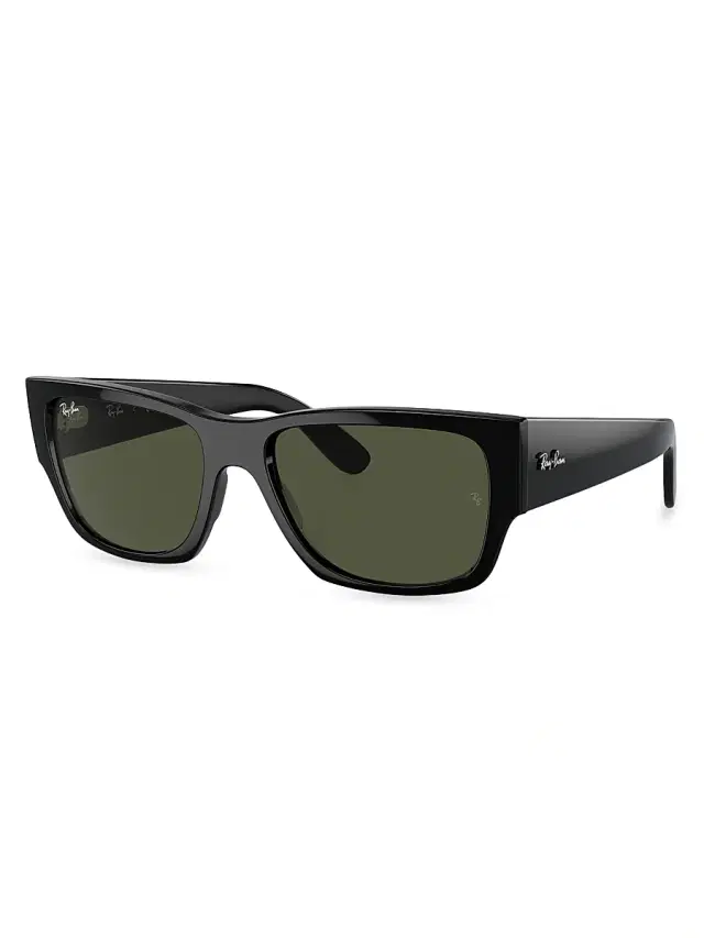 Ray-Ban Men's RB0947 56MM Carlos Rectangular Sunglasses - Black Dark Green