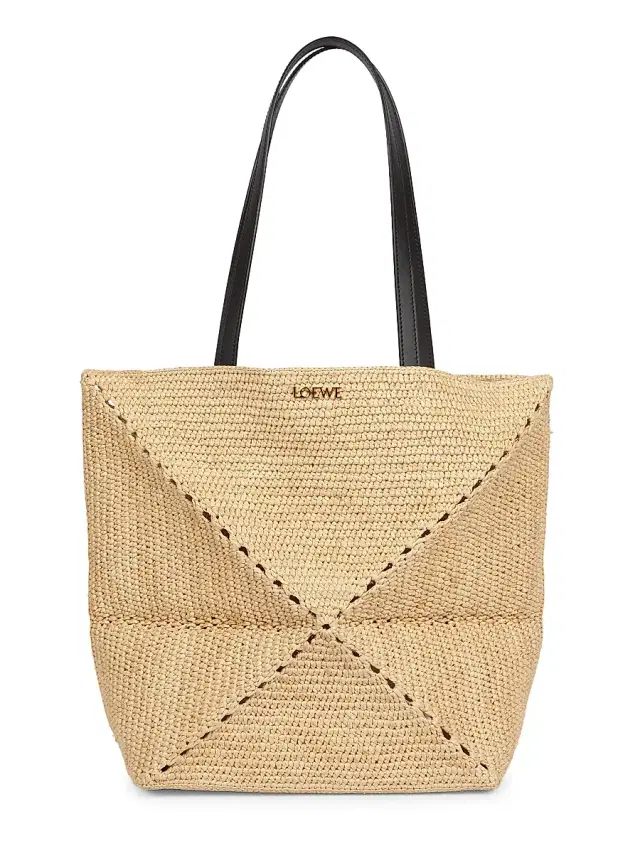 Women's  x Paula's Ibiza 4FA Puzzle Fold  Raffia Tote Bag - Natural
