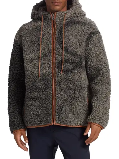 LOEWE Men's Fleece Hooded Logo Jacket - Grey Black | Thumbnail 3 LOEWE Men's Fleece Hooded Logo Jacket - Grey Black | Thumbnail 3
