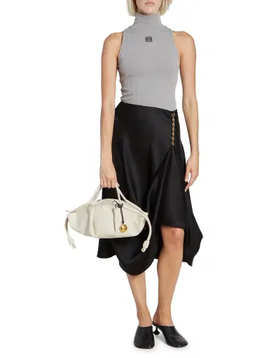 LOEWE Women's Paseo  Leather Shoulder Bag - Dark Khaki Green | Thumbnail 1