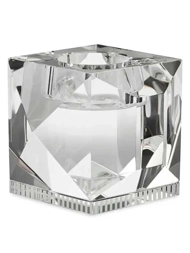 Ophelia Crystal Tealight Holders, Set of 2 - Silver