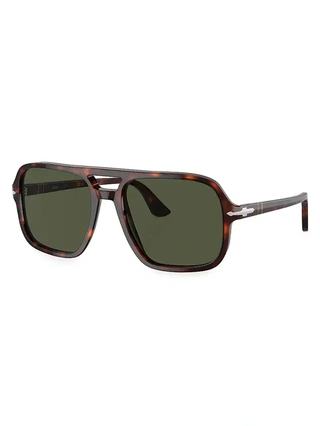 Persol Men's 58MM Aviator Sunglasses - Havana