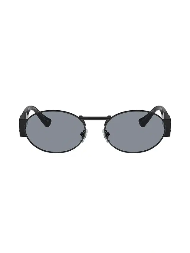 Versace Men's 56MM Oval Sunglasses - Matte Black Grey