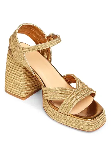 Castañer Women's Valle 100MM Woven Block-Heel Sandals - Oro Viejo - Size 7.5 | Thumbnail 2