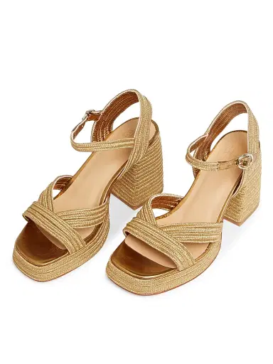 Castañer Women's Valle 100MM Woven Block-Heel Sandals - Oro Viejo - Size 7.5 | Thumbnail 4