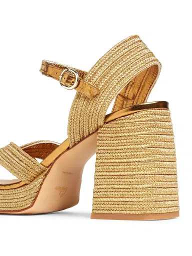 Castañer Women's Valle 100MM Woven Block-Heel Sandals - Oro Viejo - Size 7.5 | Thumbnail 5