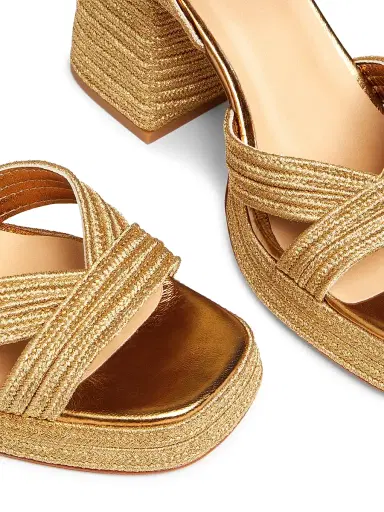 Castañer Women's Valle 100MM Woven Block-Heel Sandals - Oro Viejo - Size 7.5 | Thumbnail 6