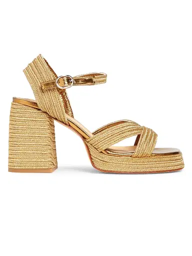 Castañer Women's Valle 100MM Woven Block-Heel Sandals - Oro Viejo - Size 7.5 | Thumbnail 1