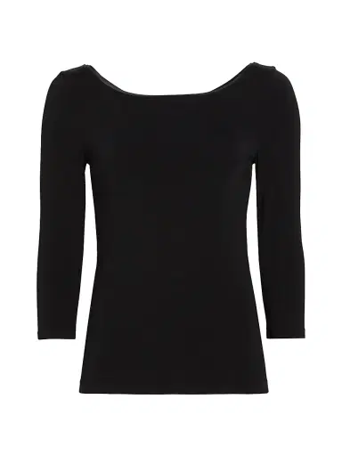 Wolford Women's Cordoba Boatneck Pullover Top - Black - Size Large | Thumbnail 1