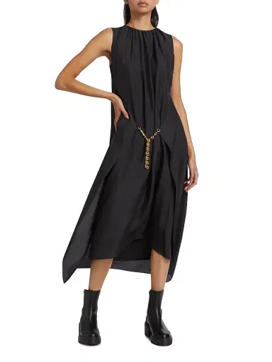 LOEWE Women's Silk Chain Midi Dress - Dark Anthracite | Thumbnail 2