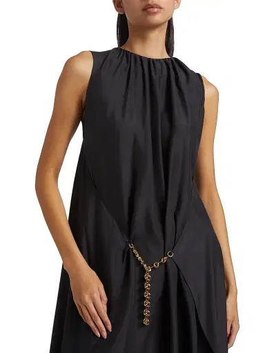 LOEWE Women's Silk Chain Midi Dress - Dark Anthracite | Thumbnail 6