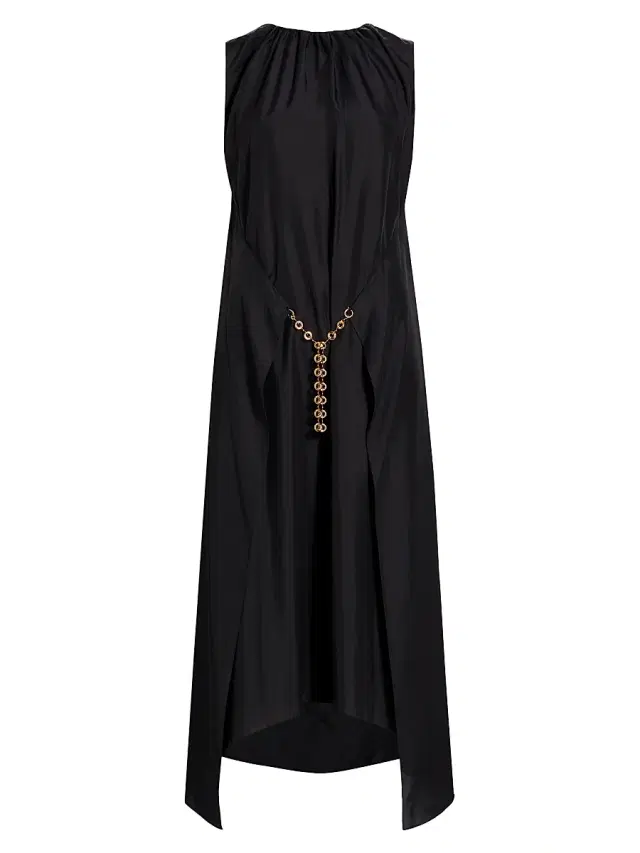 Women's Silk Chain Midi Dress - Dark Anthracite