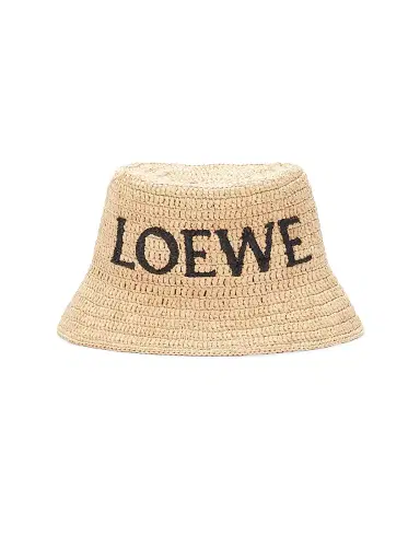 Loewe Women's x Paula's Ibiza Raffia Logo Bucket Hat | Thumbnail 1 Loewe Women's x Paula's Ibiza Raffia Logo Bucket Hat | Thumbnail 1